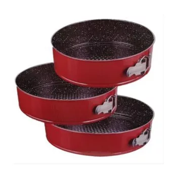   Tortaforma gránit bevonat kör alakú csatos 3db Piros (24-26-28cm) BM-334