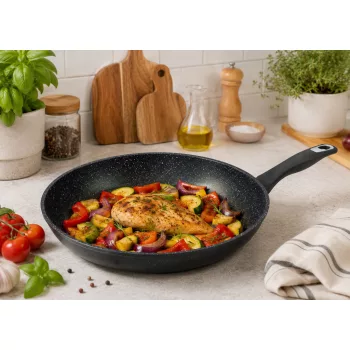 Serpenyő gránit bevonat fekete 28cm BM-7706-28