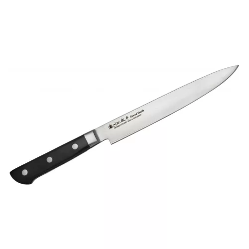 Satake 805-551 Daichi japán damaszk szeletelő kés, 20 cm penge hossz, damaszk acél, pakka fa markolat