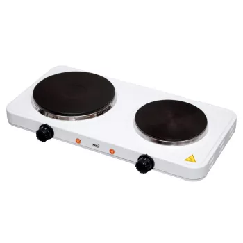   Home HG R 02WH hordozható elektromos főzőlap, dupla, teljesítmény 1000 W + 1500 W, ∅15 cm + ∅18 cm főzőfelület, zománcozott készülékház,