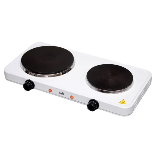 Home HG R 02WH hordozható elektromos főzőlap, dupla, teljesítmény 1000 W + 1500 W, ∅15 cm + ∅18 cm főzőfelület, zománcozott készülékház,