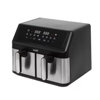   HOME HGAF29 duplakosaras forrólevegős sütő, 2 x 4,5L, 2000 W, digitális vezérlés, 8 féle üzemmód