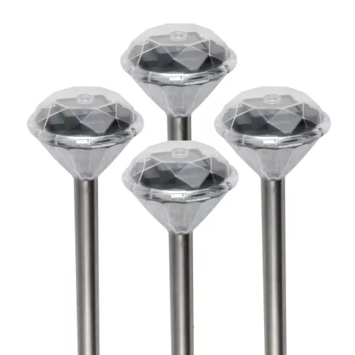 Home MX 802/4 napelemes kerti lámpa szett, 4 db, 1 db LED, fém és műanyag, automatikus, kristályszerű fej