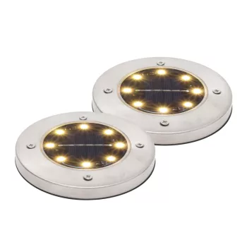   Home MX626WW napelemes kerti lámpa, 2 db-os szett, 8 db melegfehér LED, akkumulátor, acél és műanyag