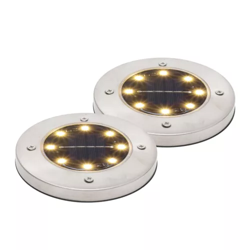 Home MX626WW napelemes kerti lámpa, 2 db-os szett, 8 db melegfehér LED, akkumulátor, acél és műanyag