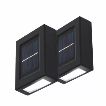   HOME MX658 napelemes falilámpa szett, 2db-os szett, 2db hidegfehér LED, cserélhető AA akkumulátor, fekete