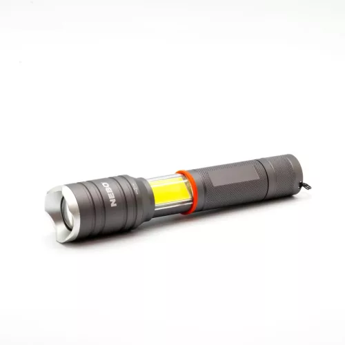 NEBO NEB-6746-G TAC SLYDE zseblámpa, 300 lumen, zoom, alumínium burkolat, IPX4, 5 féle üzemmód, elemes működés