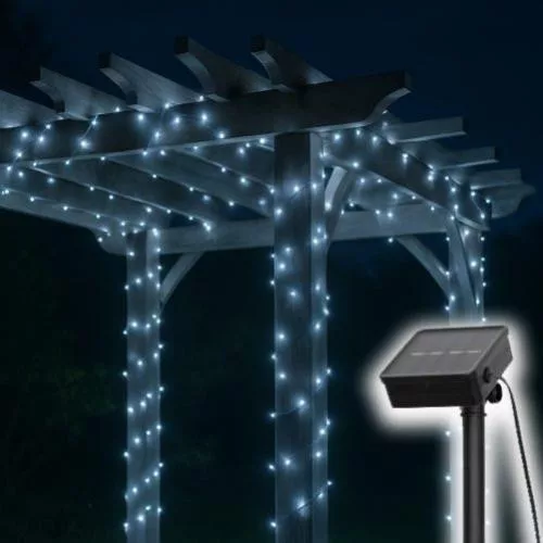 Home SLC200WH szolár fényfüzér, 200db hidegfehér LED, 14m hosszúság, zöld vezeték, kültéri kivitel