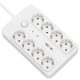 Technik Professional Elosztó 8 utas 1,5m 1,5mm2 +USB-A-C +surge +kapcsoló 16A